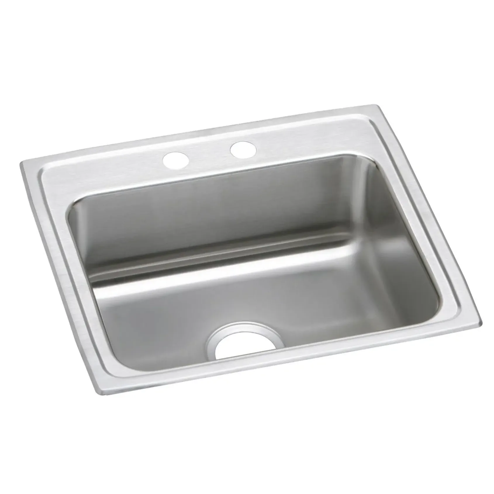 Elkay Lustertone Classic 22" Drop In/Topmount Stainless Steel ADA Kitchen Sink, Lustrous Satin, 2 Faucet Holes, LRAD2219452