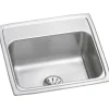 Elkay Lustertone Classic 20" Drop In/Topmount Stainless Steel Kitchen Sink, Lustrous Satin, No Faucet Hole, Perfect Drain, LR1919PD0
