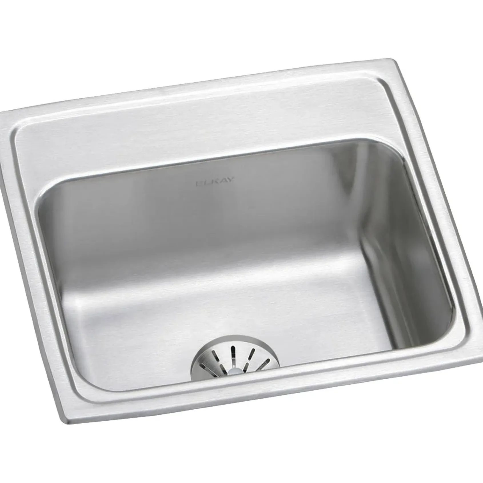 Elkay Lustertone Classic 20" Drop In/Topmount Stainless Steel Kitchen Sink, Lustrous Satin, No Faucet Hole, Perfect Drain, LR1919PD0
