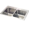 Elkay Lustertone Classic 33" Drop In/Topmount Stainless Steel Kitchen Sink, 50/50 Double Bowl, Lustrous Satin, MR2 Faucet Holes, STLR3322LMR2