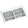 Elkay Lustertone Classic 33" Drop In/Topmount Stainless Steel Kitchen Sink, 50/50 Double Bowl, Lustrous Satin, MR2 Faucet Holes, DLR332210MR2