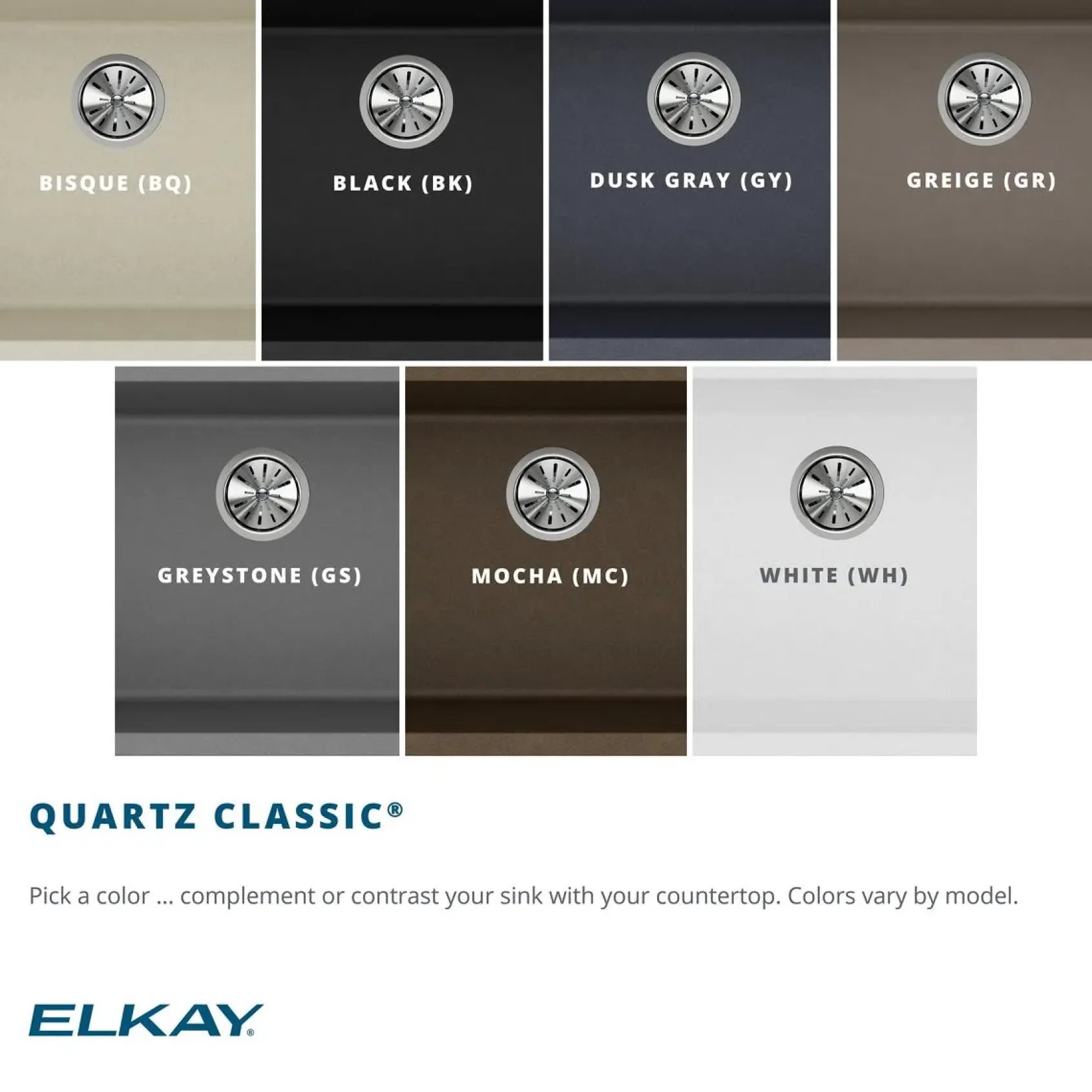 Elkay Quartz Classic 33" Undermount Quartz Kitchen Sink, 60/40 Double Bowl, Mocha, ELGULBO3322MC0