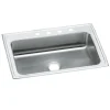Elkay Celebrity 33" Drop In/Topmount Stainless Steel Kitchen Sink, Brushed Satin, 4 Faucet Holes, PSRS33224