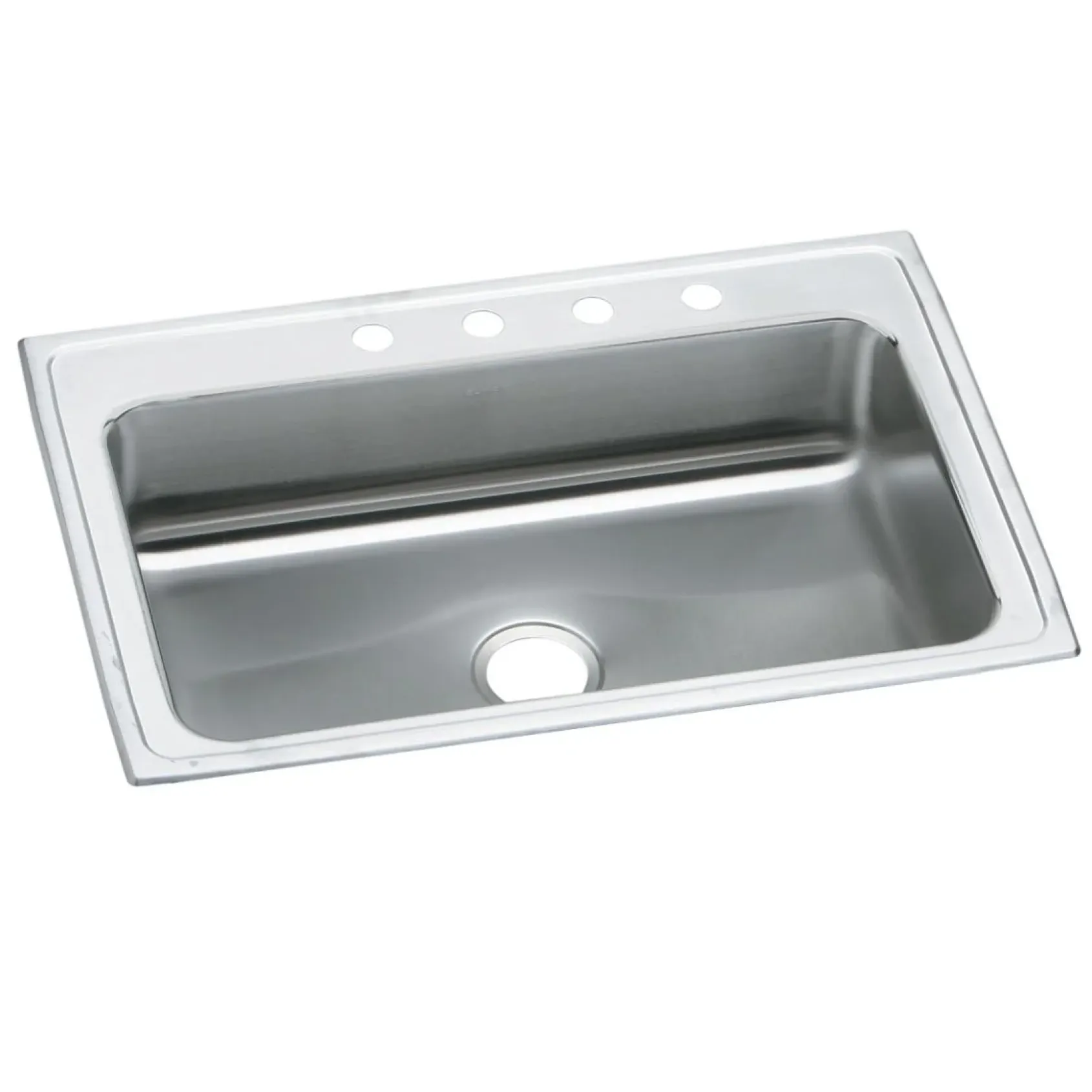 Elkay Celebrity 33" Drop In/Topmount Stainless Steel Kitchen Sink, Brushed Satin, 4 Faucet Holes, PSRS33224