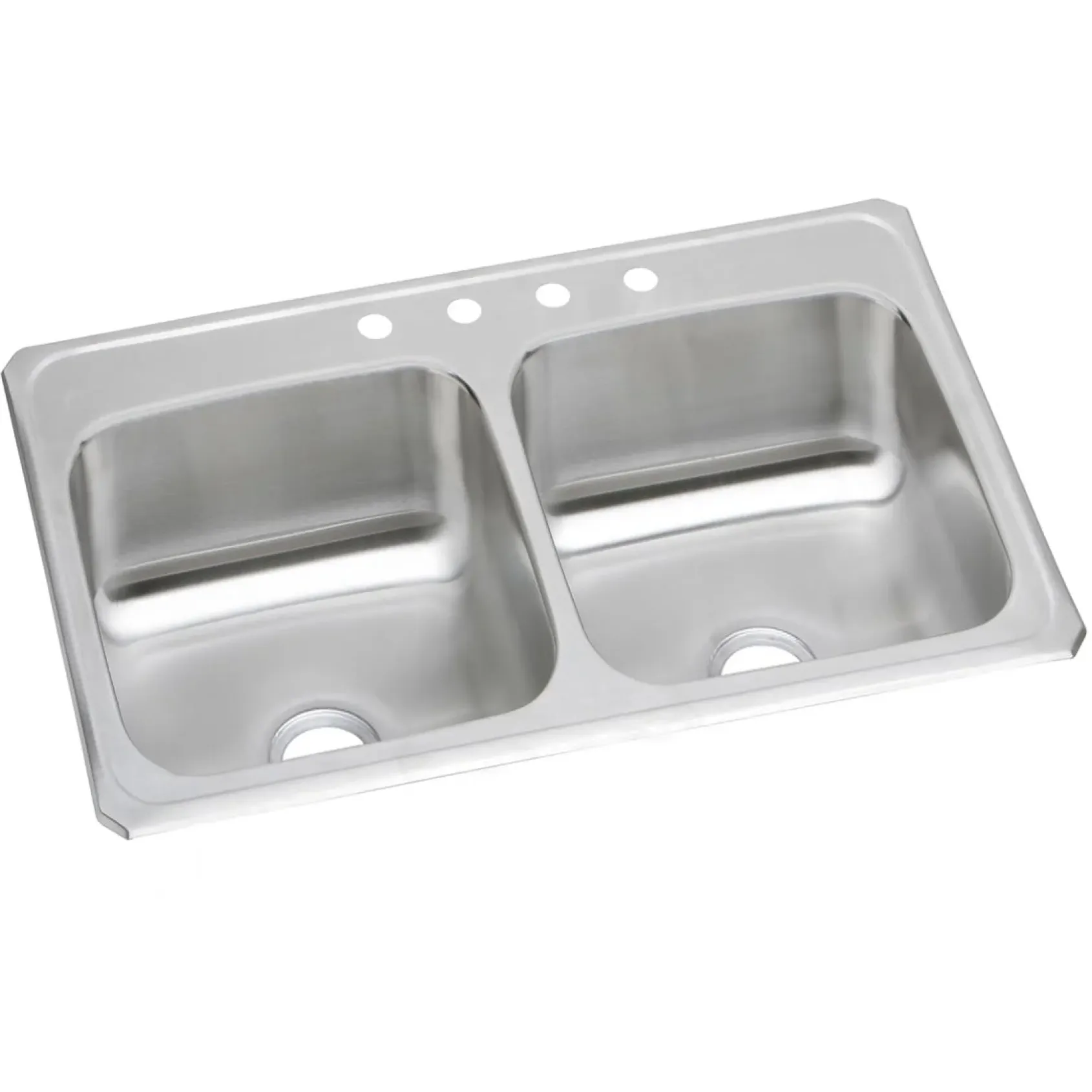Elkay Celebrity 33" Drop In/Topmount Stainless Steel Kitchen Sink, 50/50 Double Bowl, Brushed Satin, 1 Faucet Hole, CR33211