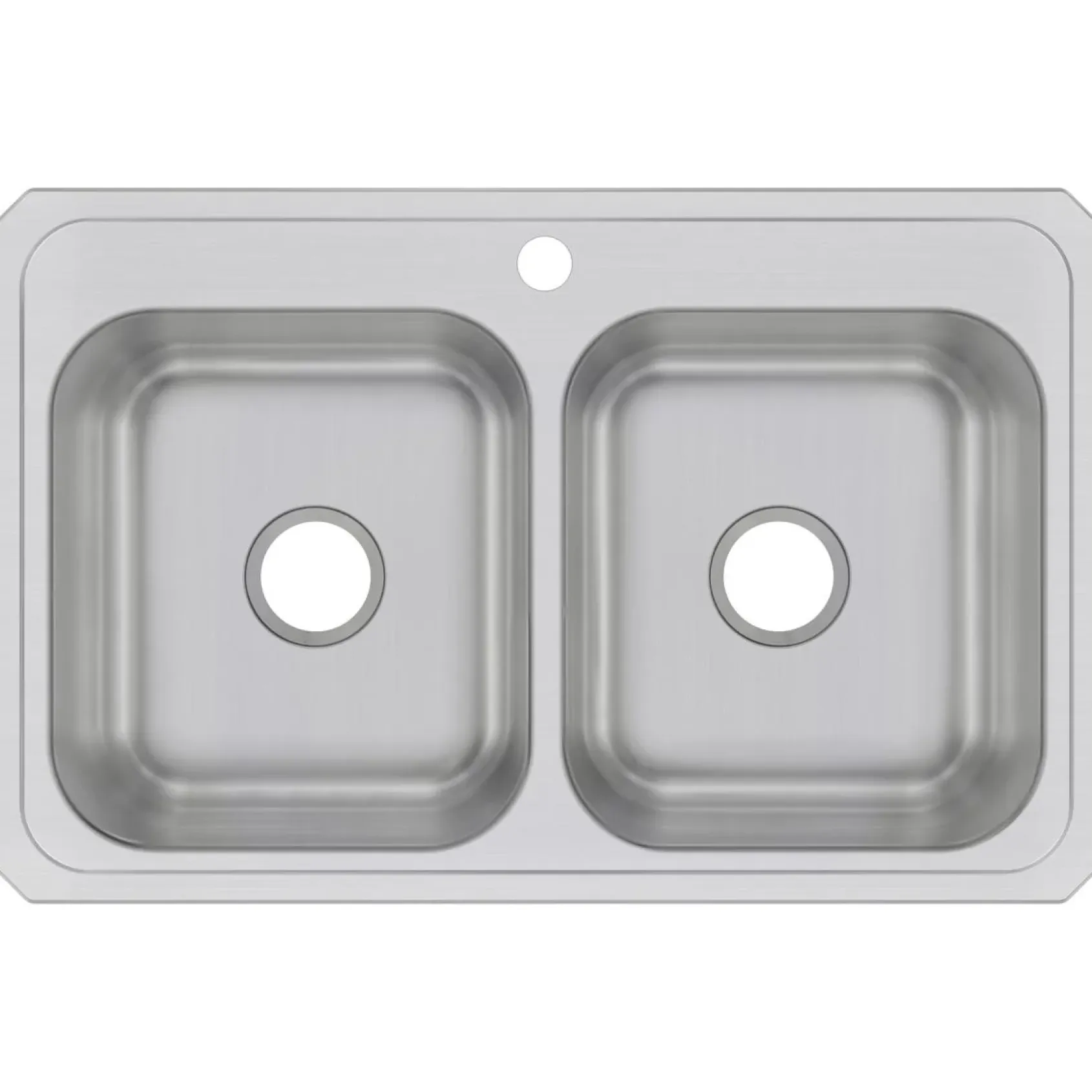 Elkay Celebrity 33" Drop In/Topmount Stainless Steel Kitchen Sink, 50/50 Double Bowl, Brushed Satin, 1 Faucet Hole, CR33211