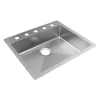 Elkay Crosstown 25" Dual Mount Stainless Steel ADA Kitchen Sink, Polished Satin, 5 Faucet Holes, ECTSRAD2522605