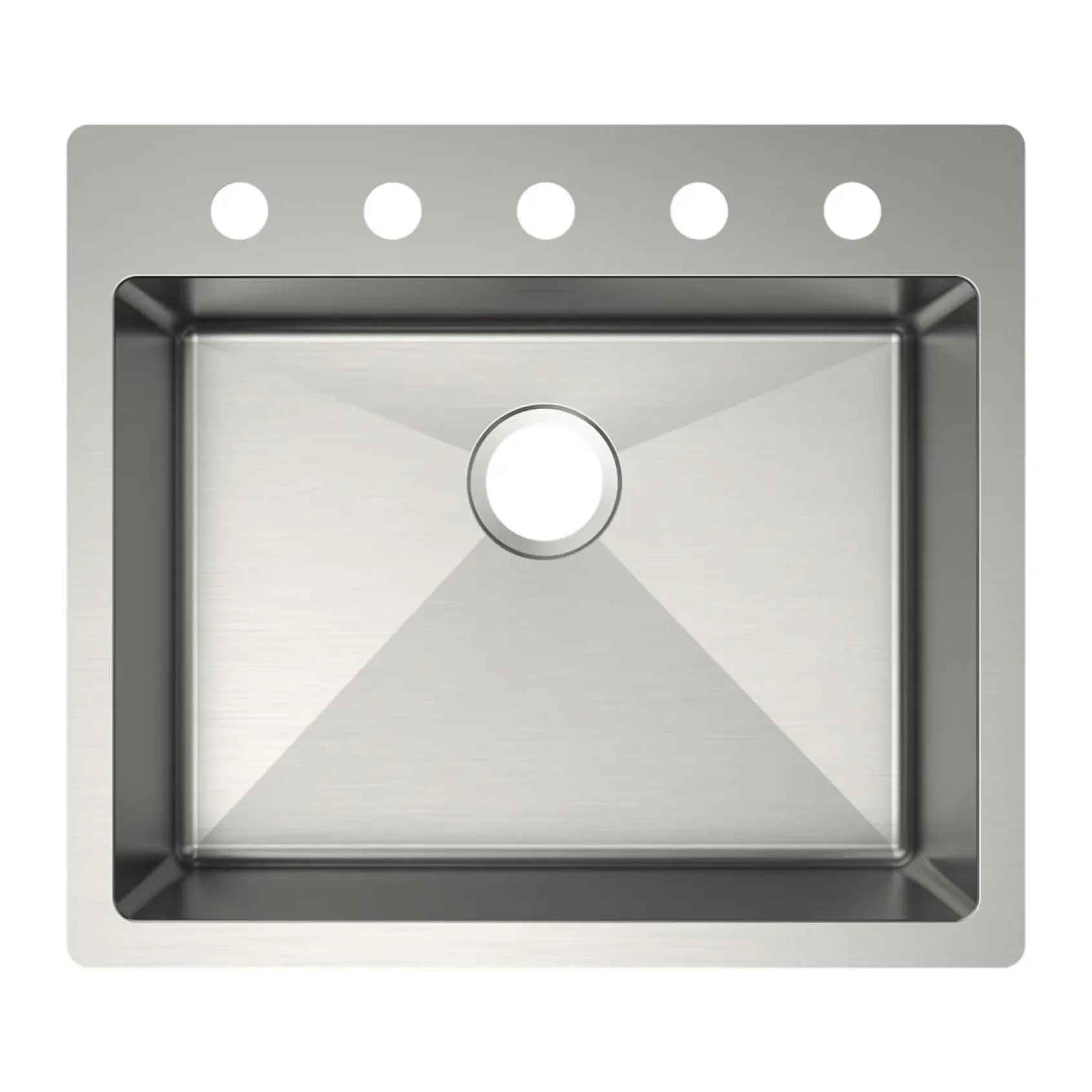Elkay Crosstown 25" Dual Mount Stainless Steel ADA Kitchen Sink, Polished Satin, 5 Faucet Holes, ECTSRAD2522605
