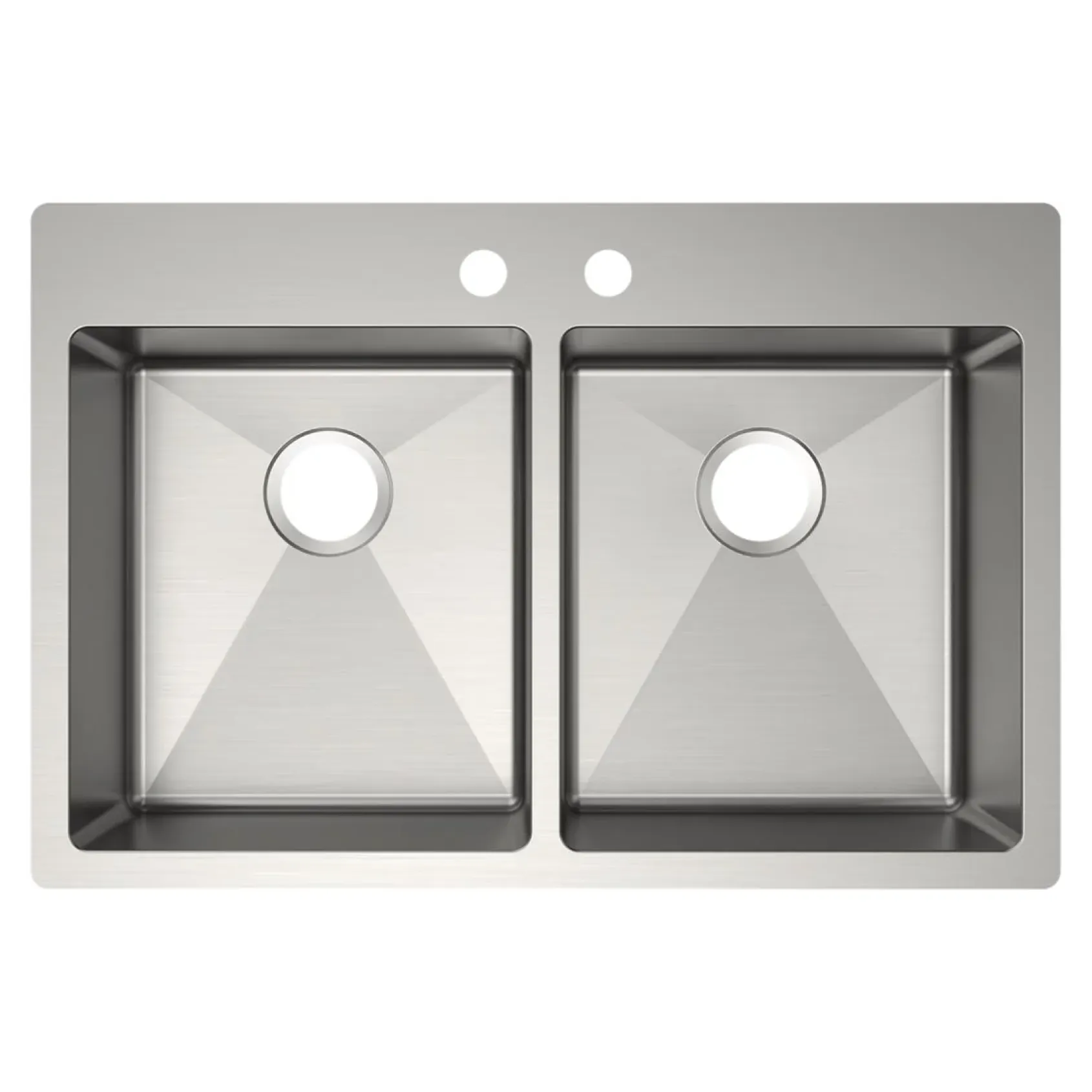 Elkay Crosstown 33" Dual Mount Stainless Steel ADA Kitchen Sink, 50/50 Double Bowl, Polished Satin, 2 Faucet Holes, ECTSRAD3322602