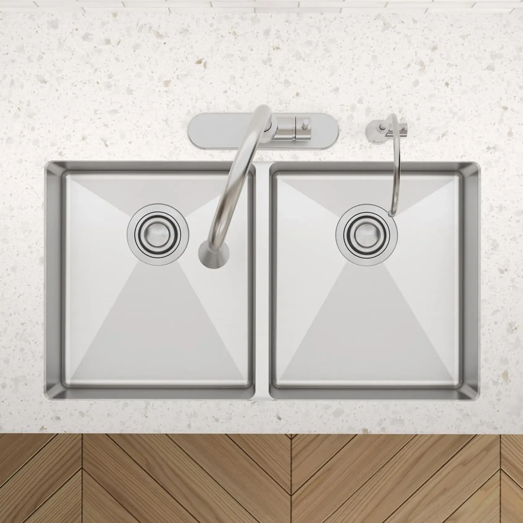 Elkay Crosstown 33" Dual Mount Stainless Steel ADA Kitchen Sink, 50/50 Double Bowl, Polished Satin, 2 Faucet Holes, ECTSRAD3322602