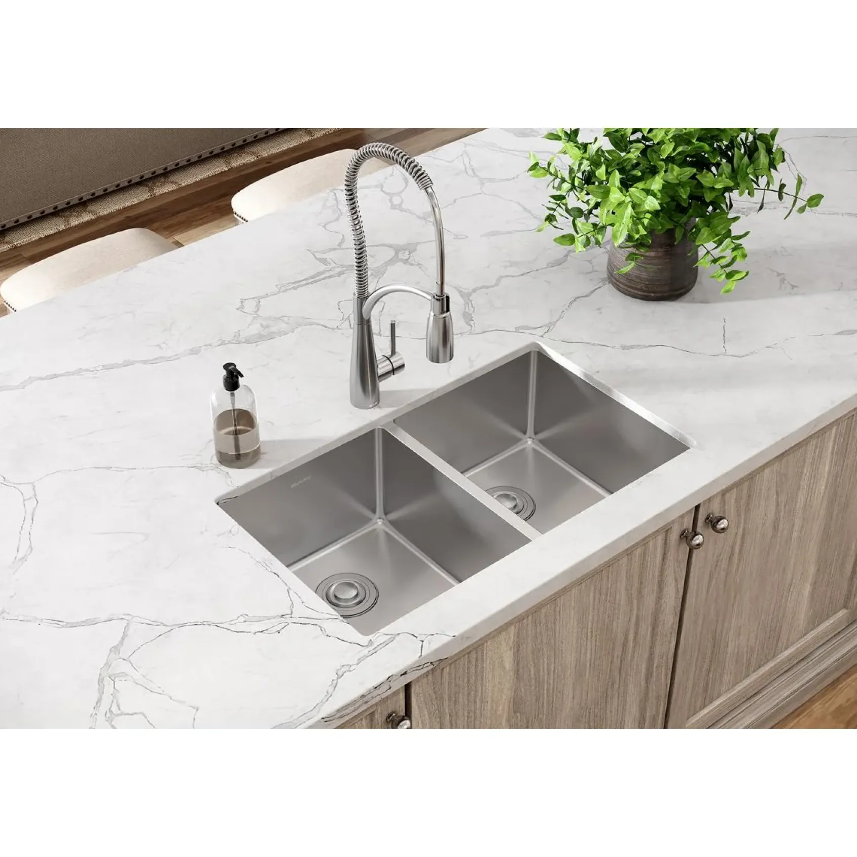 Elkay Crosstown 32" Stainless Steel Kitchen Sink, 50/50 Double Bowl, 18 Gauge, Polished Satin, ECTRU31179T