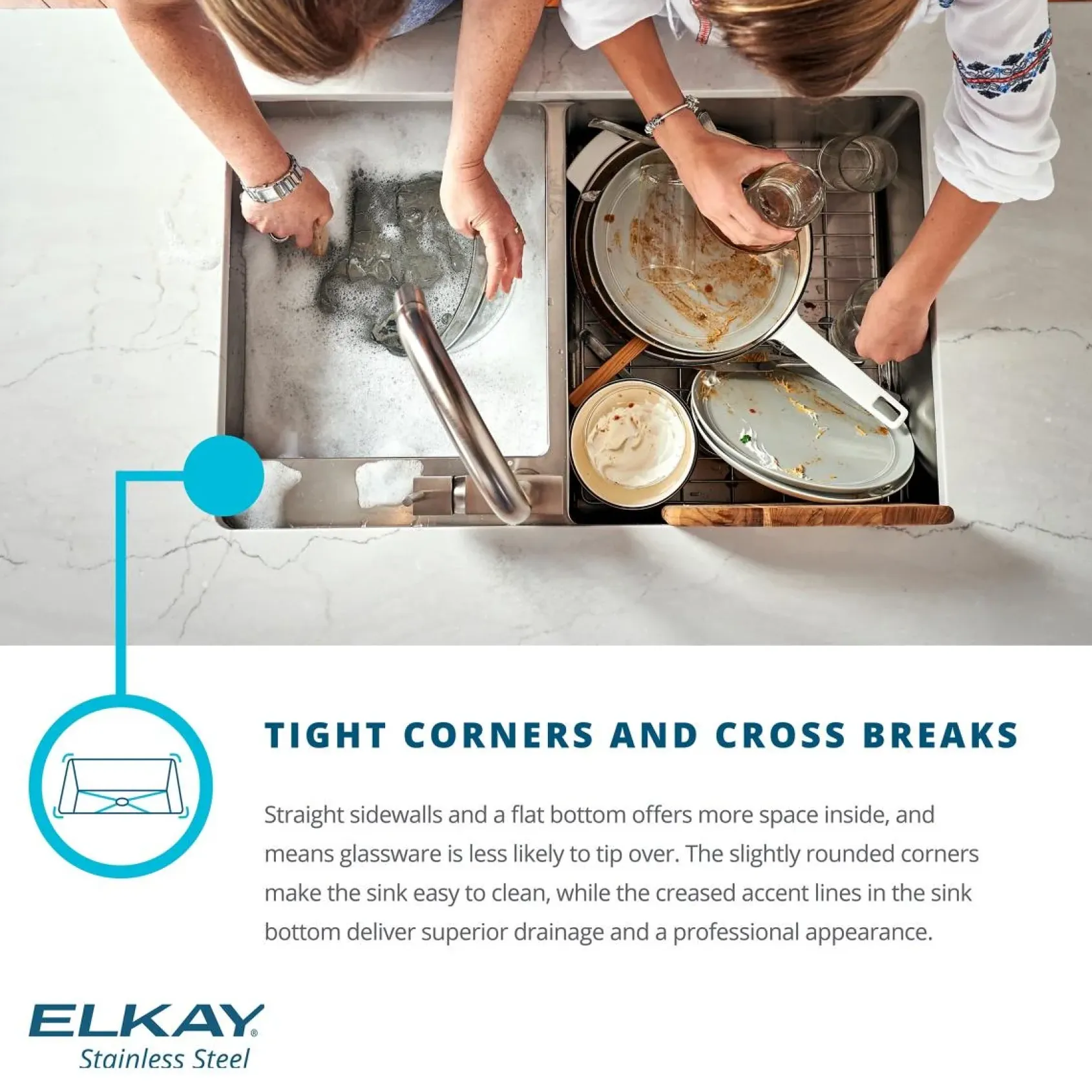 Elkay Crosstown 32" Undermount Stainless Steel Workstation Kitchen Sink Kit with Accessories, 50/50 with Aqua Divide Double Bowl, Polished Satin, 18 Gauge, ECTRUAQ31169TWC