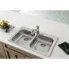 Elkay Dayton 33" Stainless Steel Kitchen Sink, 50/50 Double Bowl, Satin, 3 Faucet Hole, GE233213