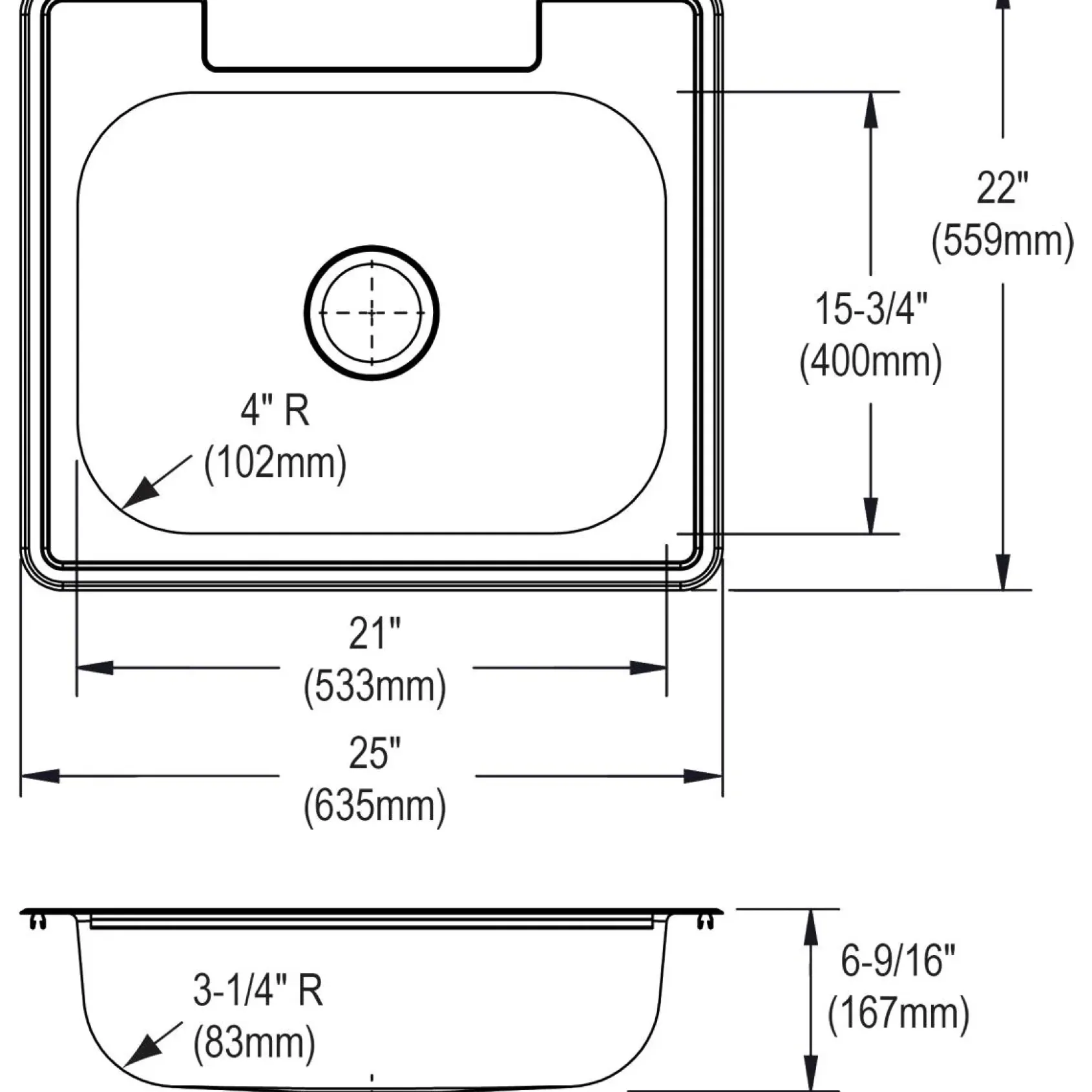 Elkay Dayton 25" Stainless Steel Kitchen Sink, Satin, 4 Faucet Hole, D125224