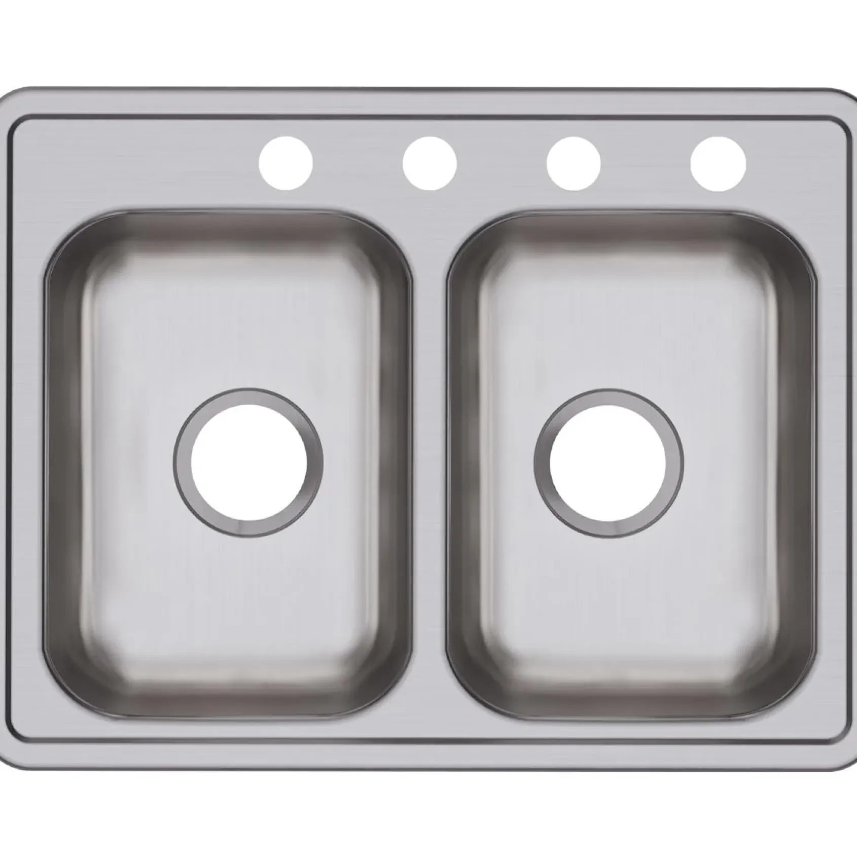 Elkay Dayton 25" Stainless Steel Kitchen Sink, 50/50 Double Bowl, Satin, 4 Faucet Hole, D225194
