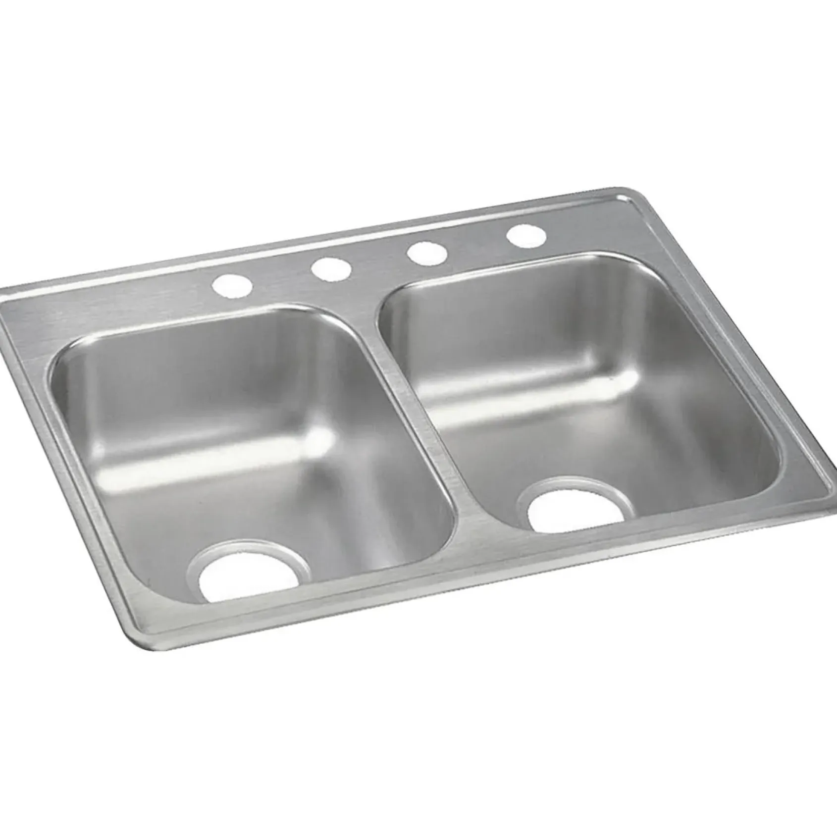 Elkay Dayton 25" Stainless Steel Kitchen Sink, 50/50 Double Bowl, Satin, 4 Faucet Hole, D225194