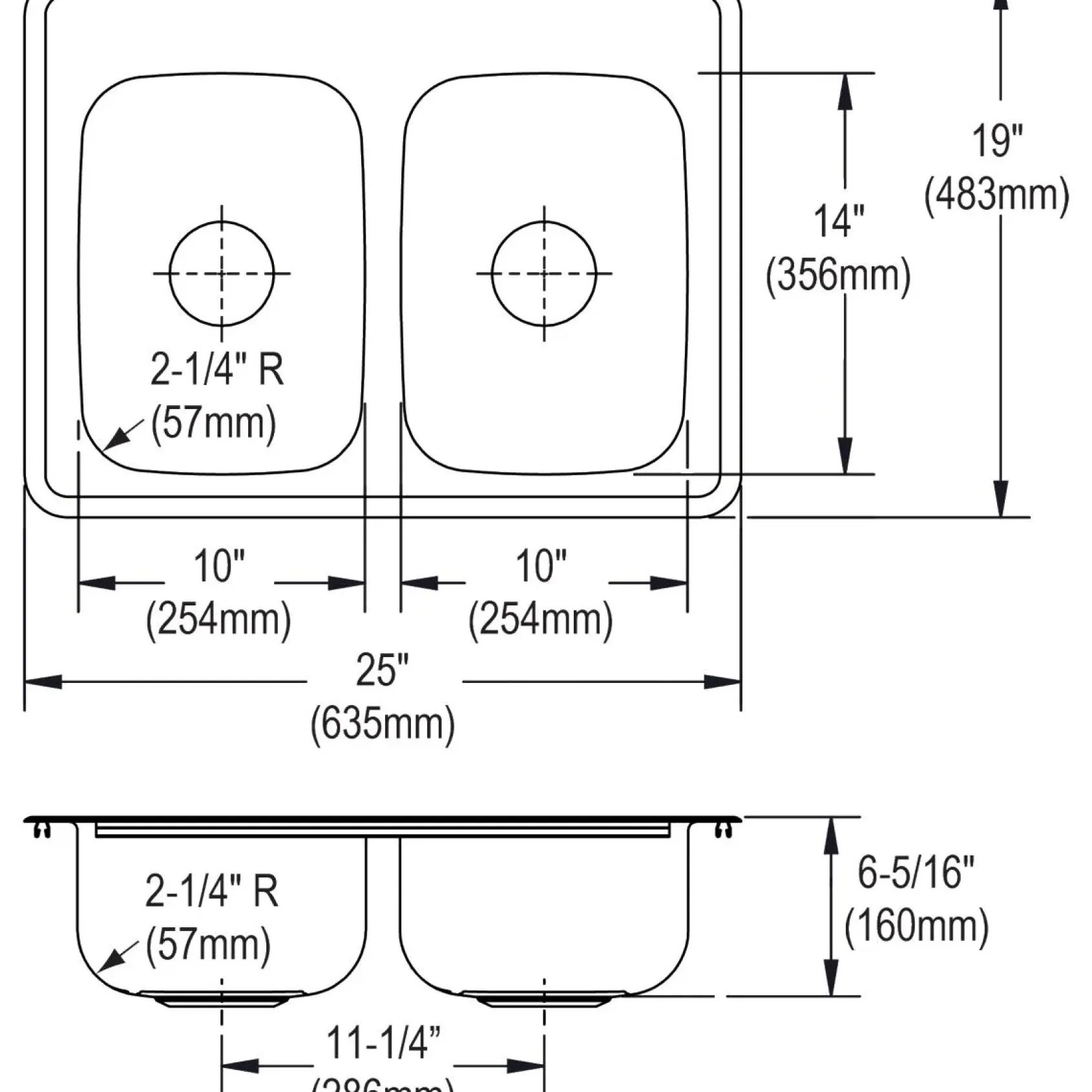 Elkay Dayton 25" Stainless Steel Kitchen Sink, 50/50 Double Bowl, Satin, 4 Faucet Hole, D225194