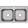 Elkay Dayton 33" Stainless Steel Kitchen Sink, 50/50 Double Bowl, 20 Gauge, Elite Satin, 1 Faucet Hole, DSE233191