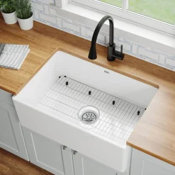 Elkay 30" Fireclay Farmhouse Sink Kit, White, SWUF28179WHC