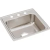 Elkay Lustertone Classic 20" Drop In/Topmount Stainless Steel Kitchen Sink, 3 Faucet Holes, LRQ19193