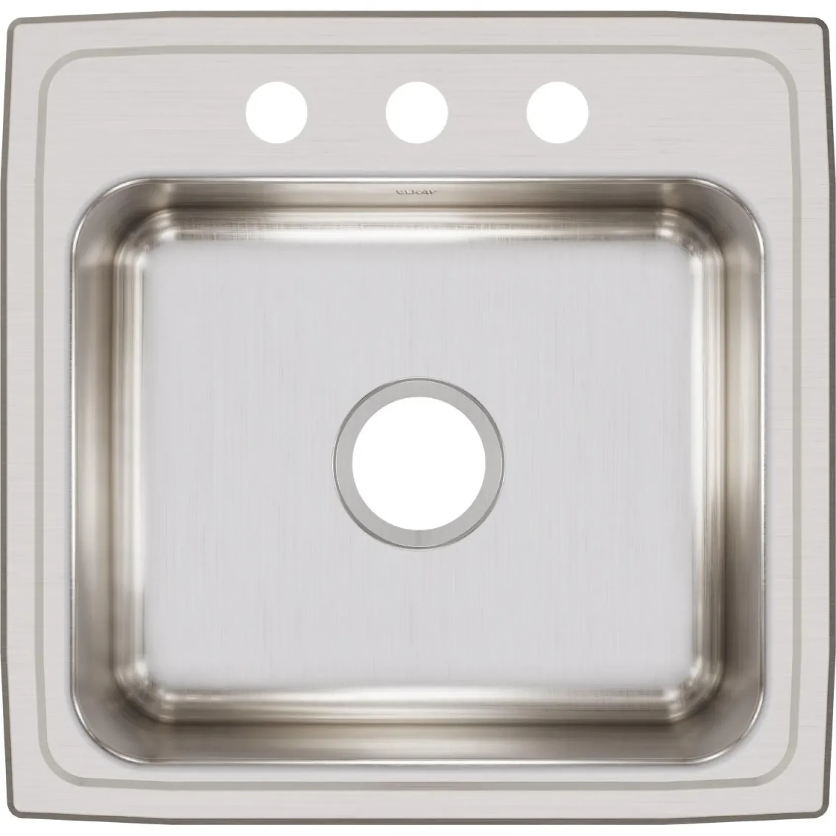 Elkay Lustertone Classic 20" Drop In/Topmount Stainless Steel Kitchen Sink, 3 Faucet Holes, LRQ19193