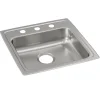 Elkay Lustertone Classic 20" Drop In/Topmount Stainless Steel ADA Kitchen Sink, Lustrous Satin, 3 Faucet Holes, LRAD1919503