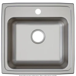 Elkay Lustertone Classic 20" Drop In/Topmount Stainless Steel ADA Kitchen Sink, Single Bowl, Lustrous Satin, 3 Faucet Holes, LRAD1919553