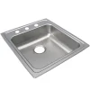 Elkay Lustertone Classic 20" Drop In/Topmount Stainless Steel ADA Kitchen Sink, Lustrous Satin, 3 Faucet Holes, LRAD2022653