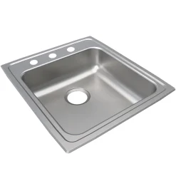 Elkay Lustertone Classic 20" Drop In/Topmount Stainless Steel ADA Kitchen Sink, Lustrous Satin, 3 Faucet Holes, LRAD2022653