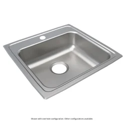 Elkay Lustertone Classic 20" Drop In/Topmount Stainless Steel ADA Kitchen Sink, Single Bowl, Lustrous Satin, 2 Faucet Holes, LRAD1919552