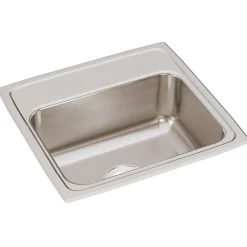 Elkay Lustertone Classic 19" Drop In/Topmount Stainless Steel Kitchen Sink, Lustrous Satin, No Faucet Hole, LR19180