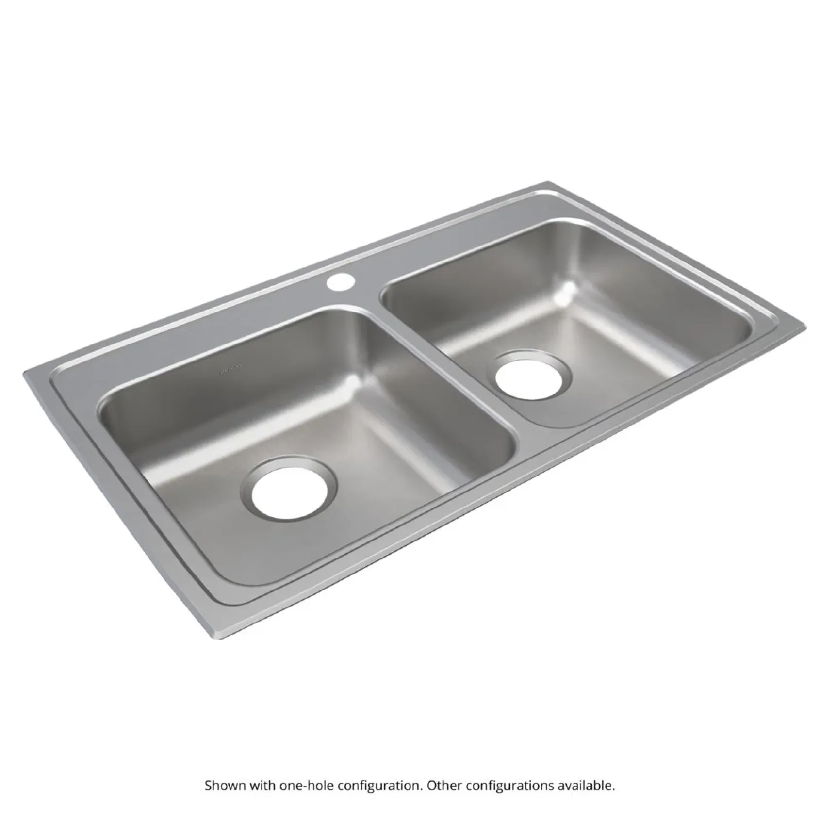 Elkay Lustertone Classic 33" Drop In/Topmount Stainless Steel ADA Kitchen Sink, 50/50 Double Bowl, Lustrous Satin, 2 Faucet Holes, LRAD3319652