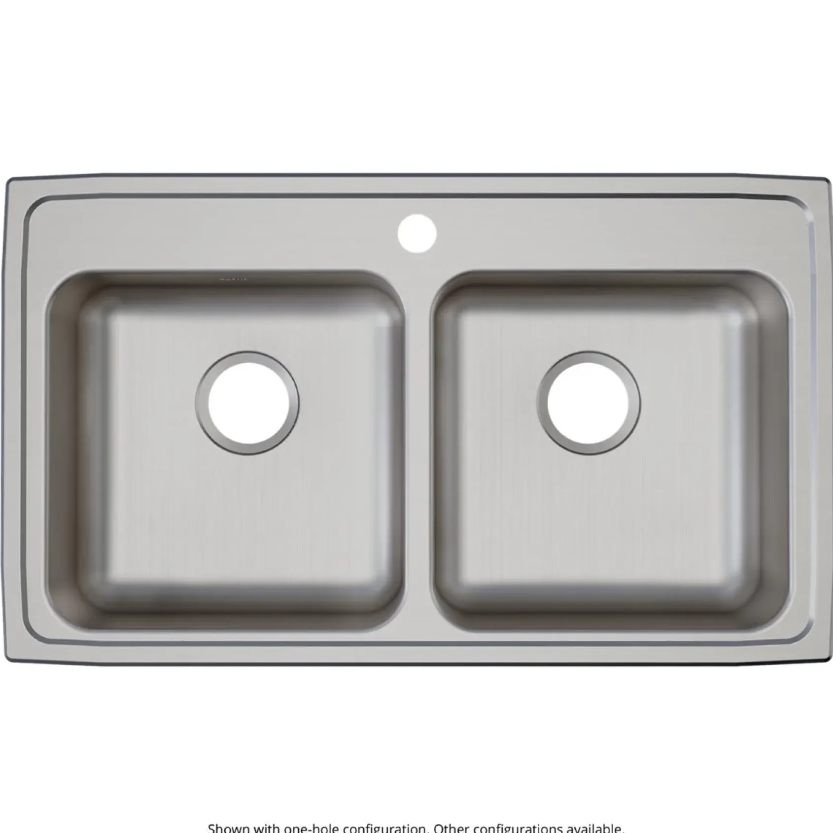 Elkay Lustertone Classic 33" Drop In/Topmount Stainless Steel ADA Kitchen Sink, 50/50 Double Bowl, Lustrous Satin, 2 Faucet Holes, LRAD3319652