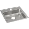 Elkay Lustertone Classic 20" Drop In/Topmount Stainless Steel ADA Kitchen Sink, Lustrous Satin, 1 Faucet Hole, LRAD1919501