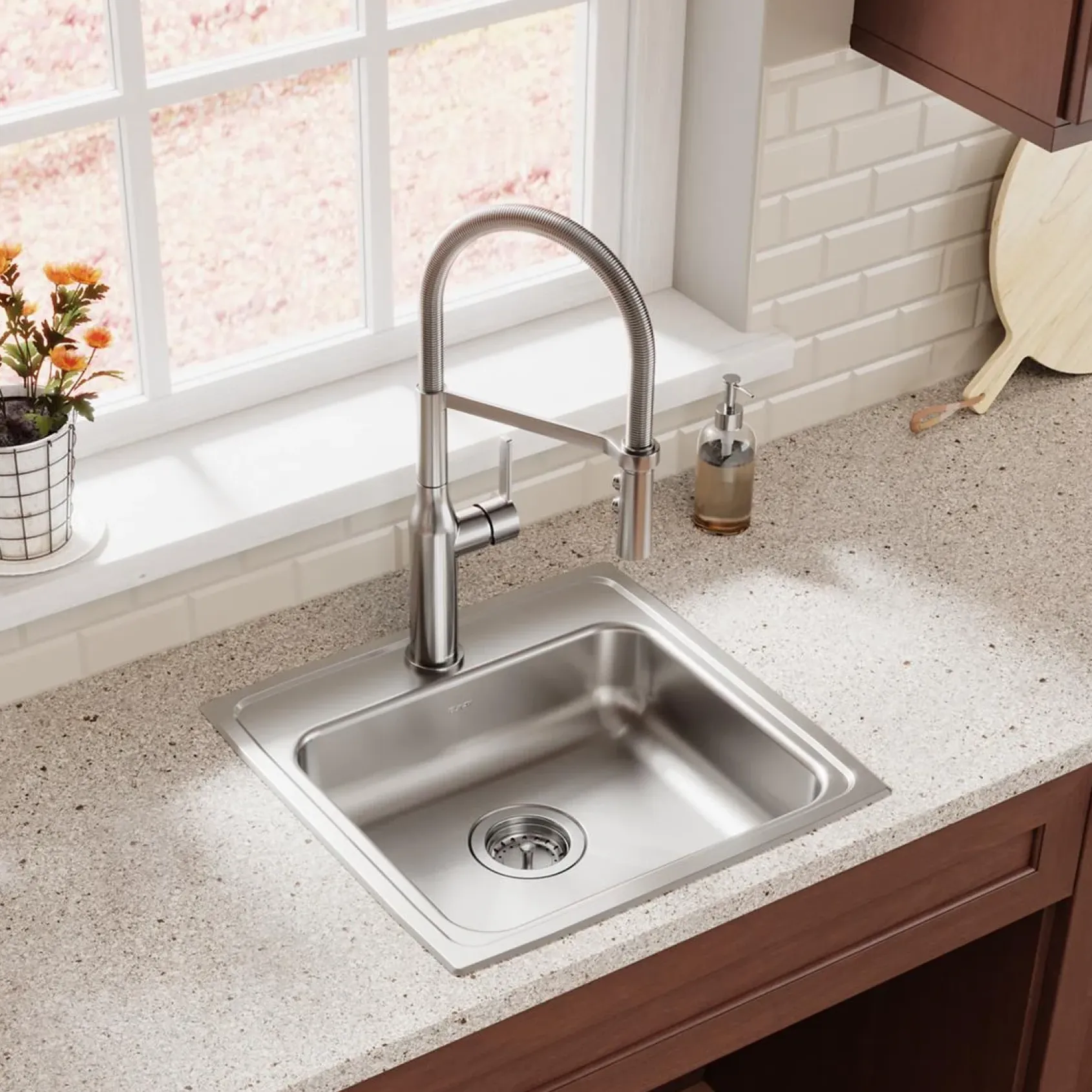 Elkay Lustertone Classic 20" Drop In/Topmount Stainless Steel ADA Kitchen Sink, Lustrous Satin, 1 Faucet Hole, LRAD1919501