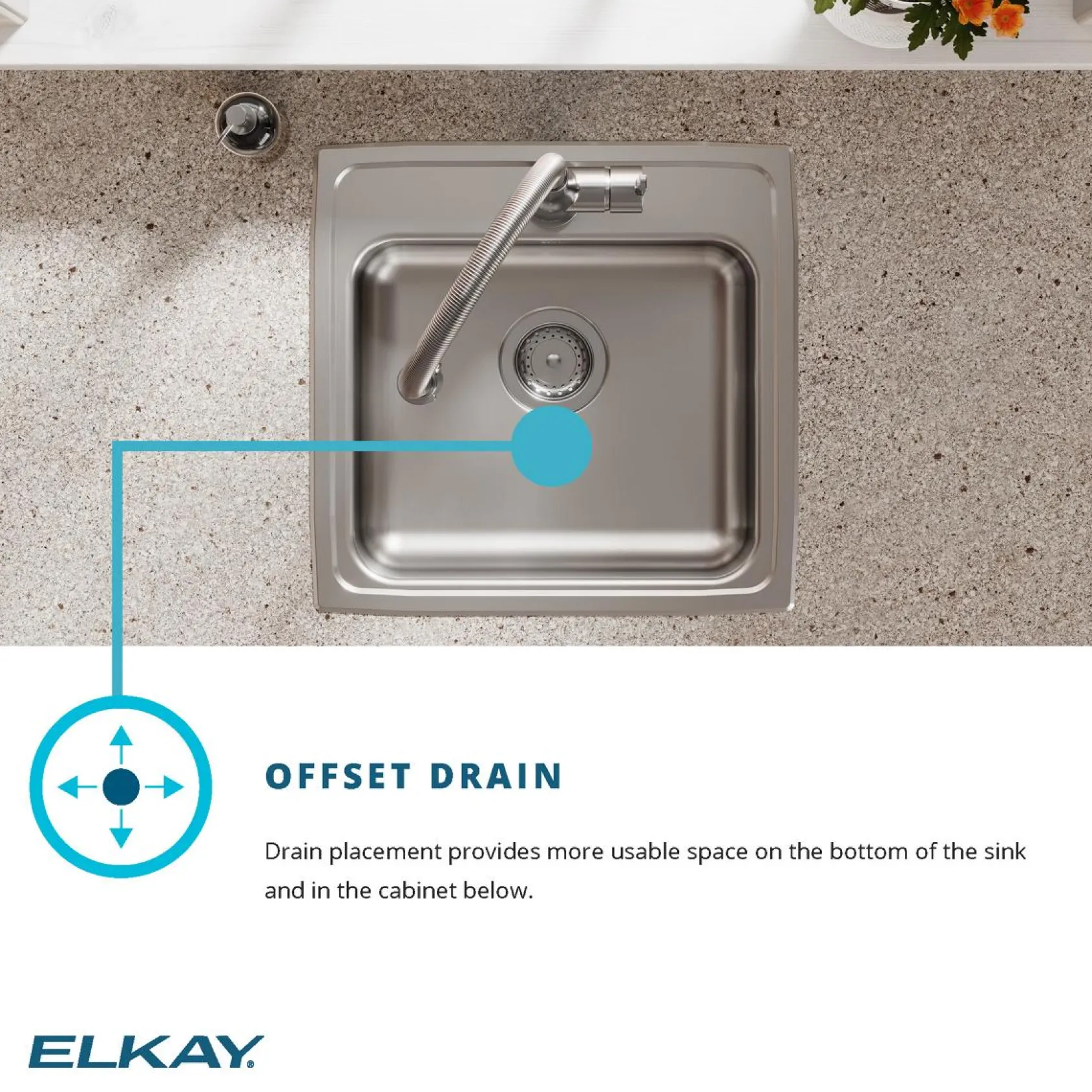 Elkay Lustertone Classic 20" Drop In/Topmount Stainless Steel ADA Kitchen Sink, Lustrous Satin, 1 Faucet Hole, LRAD1919501