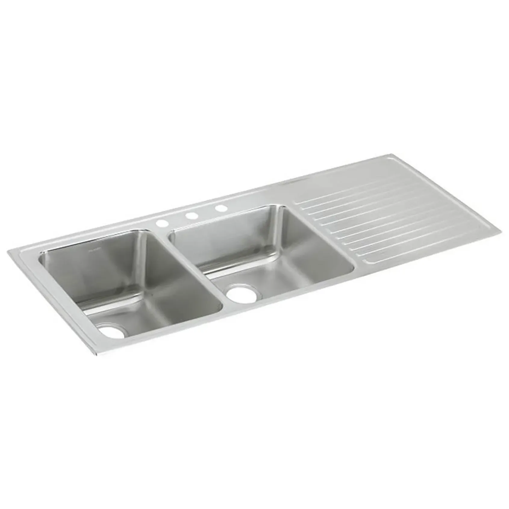Elkay Lustertone Classic 54" Drop In/Topmount Stainless Steel Kitchen Sink, 60/40 Double Bowl, Lustrous Satin, Includes Drainboard, 2 Faucet Holes, ILGR5422L2
