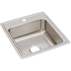 Elkay Lustertone Classic 20" Drop In/Topmount Stainless Steel Kitchen Sink, 1 Faucet Hole, LRQ20221