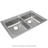 Elkay Lustertone Classic 33" Drop In/Topmount Stainless Steel ADA Kitchen Sink, 50/50 Double Bowl, Lustrous Satin, 2 Faucet Holes, LRAD3321602