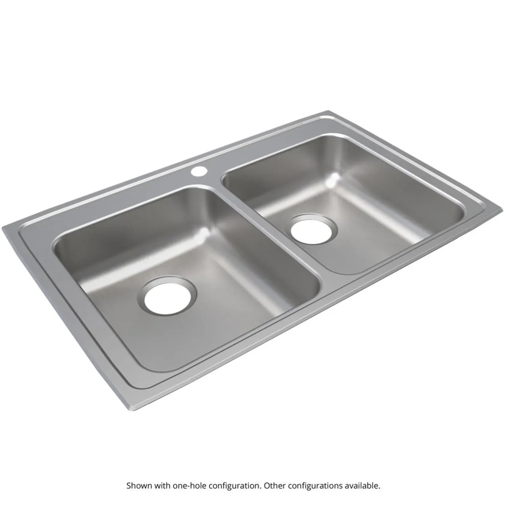 Elkay Lustertone Classic 33" Drop In/Topmount Stainless Steel ADA Kitchen Sink, 50/50 Double Bowl, Lustrous Satin, 2 Faucet Holes, LRAD3321602