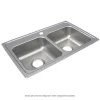 Elkay Lustertone Classic 29" Drop In/Topmount Stainless Steel ADA Kitchen Sink, 50/50 Double Bowl, Lustrous Satin, 2 Faucet Holes, LRAD2918652