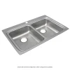 Elkay Lustertone Classic 33" Drop In/Topmount Stainless Steel ADA Kitchen Sink, 50/50 Double Bowl, Lustrous Satin, 2 Faucet Holes, LRAD3322552