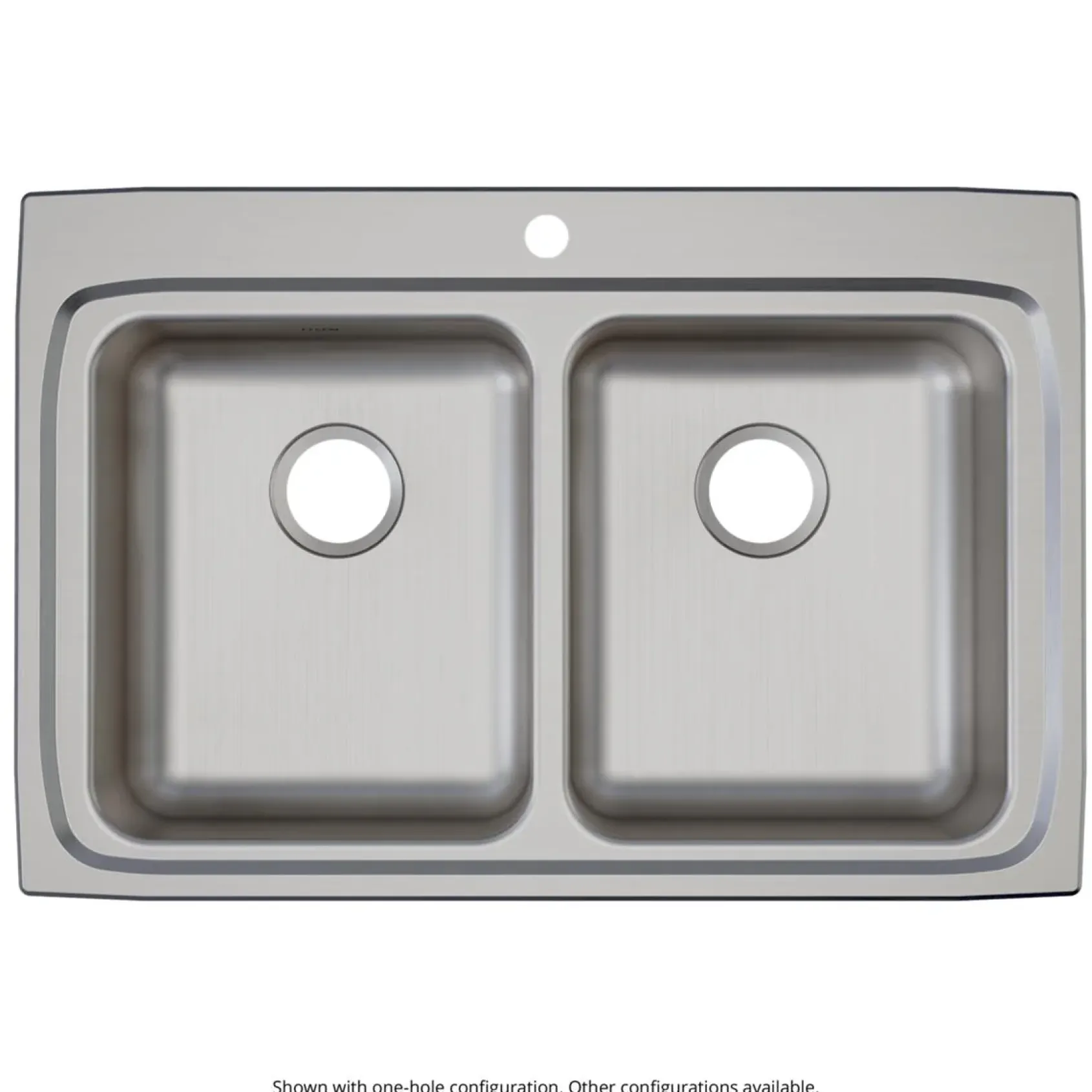 Elkay Lustertone Classic 33" Drop In/Topmount Stainless Steel ADA Kitchen Sink, 50/50 Double Bowl, Lustrous Satin, 2 Faucet Holes, LRAD3322552
