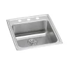 Elkay Lustertone Classic 20" Drop In/Topmount Stainless Steel ADA Kitchen Sink, Lustrous Satin, OS4 Faucet Holes, Perfect Drain, LRAD202265PDOS4