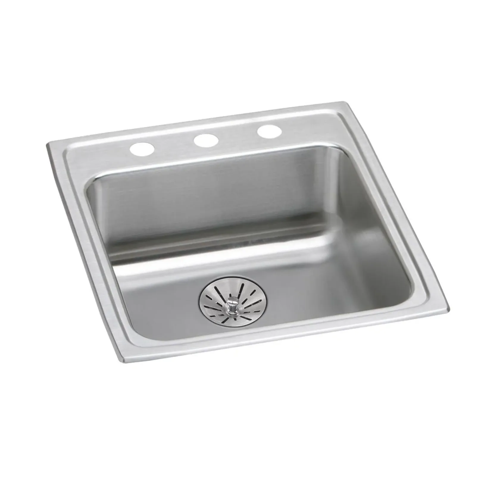 Elkay Lustertone Classic 20" Drop In/Topmount Stainless Steel ADA Kitchen Sink, Lustrous Satin, OS4 Faucet Holes, Perfect Drain, LRAD202265PDOS4