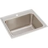 Elkay Lustertone Classic 25" Drop In/Topmount Stainless Steel Kitchen Sink, 1 Faucet Hole, DLRQ2522121