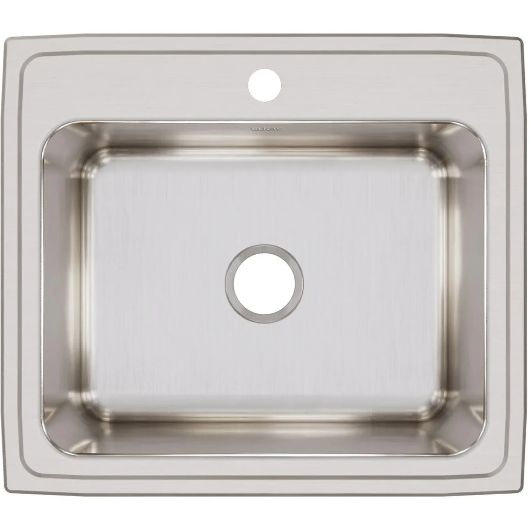 Elkay Lustertone Classic 25" Drop In/Topmount Stainless Steel Kitchen Sink, 1 Faucet Hole, DLRQ2522121