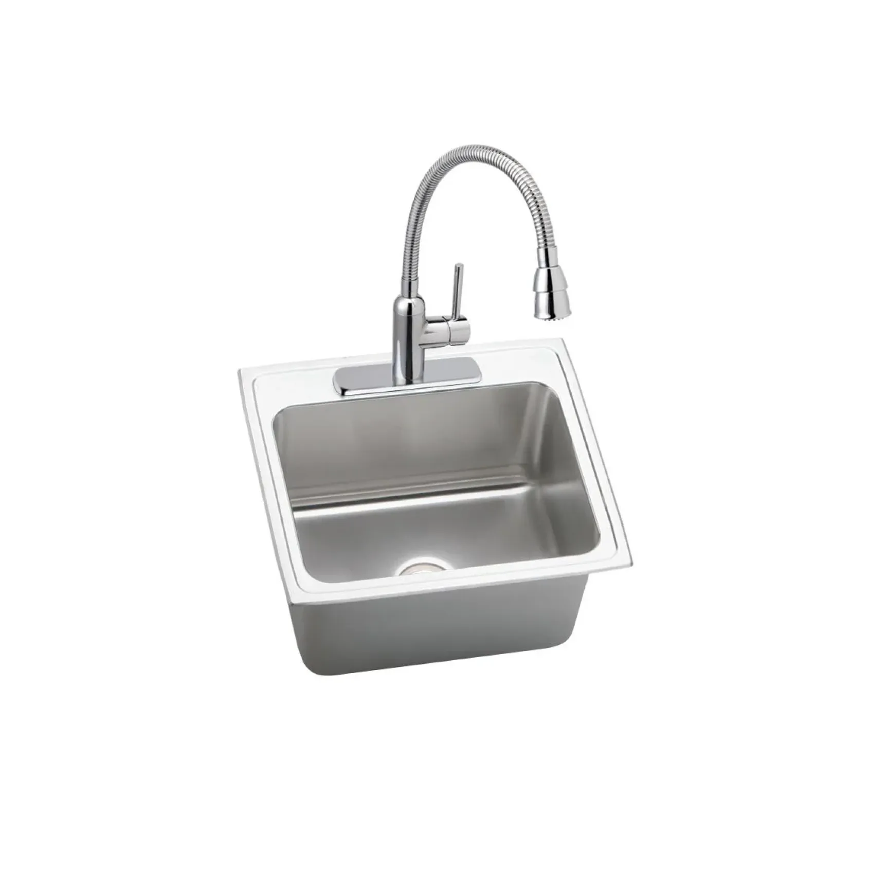 Elkay Lustertone Classic 25" Drop In/Topmount Stainless Steel Kitchen Sink, 1 Faucet Hole, DLRQ2522121