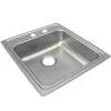 Elkay Lustertone Classic 20" Drop In/Topmount Stainless Steel ADA Kitchen Sink, Lustrous Satin, MR2 Faucet Holes, LRAD202265MR2
