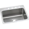 Elkay Lustertone Classic 27" Dual Mount Stainless Steel Kitchen Sink, Lustrous Satin, 1 Faucet Hole, DLSR2722101